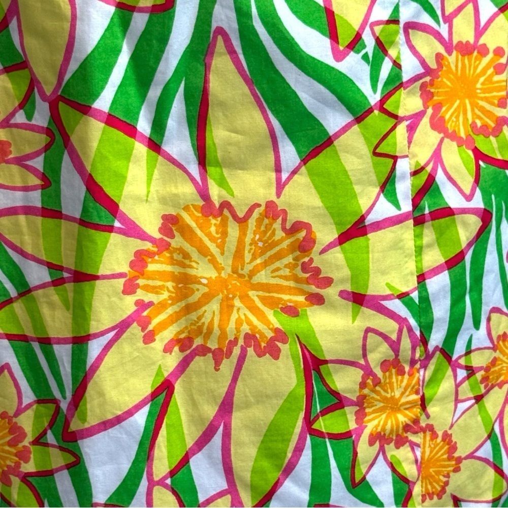 🟡 Lilly Pulitzer FRANCO DAFFIES Floral Poplin Tie Back Strapless Dress - Picture 4 of 6